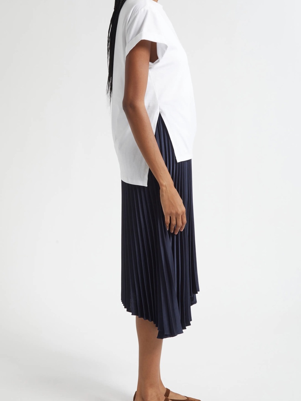3.1 Phillip Lim Mix Media T Shirt Pleated Midi Dress - Picture 7 of 8